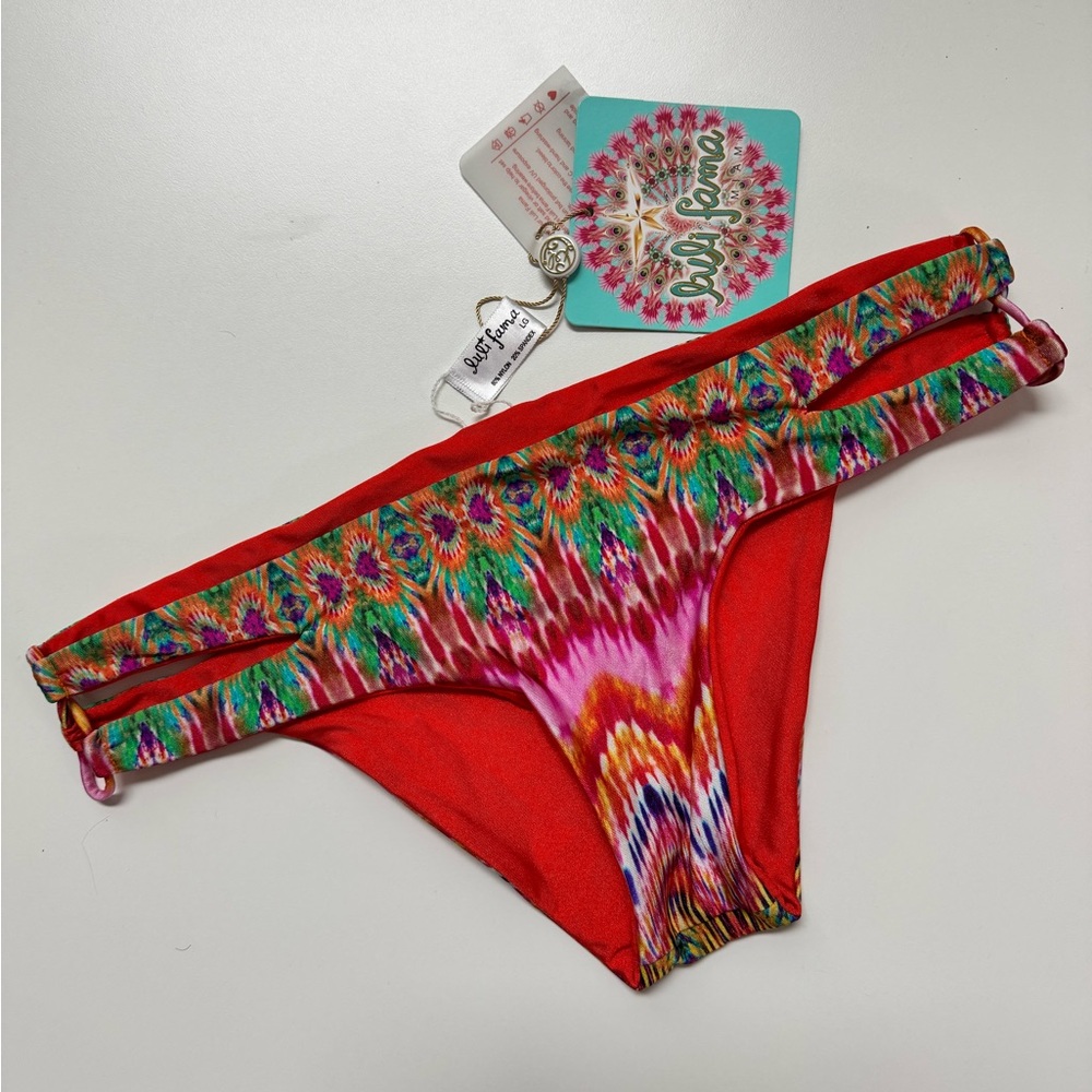 Luli Fama Red and Multicolor Bikini Bottom